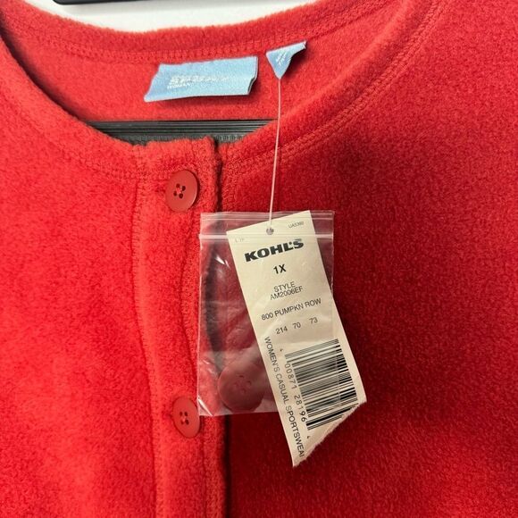 Croft & barrow fall fleece button up cardigan size 1X - Picture 4 of 7